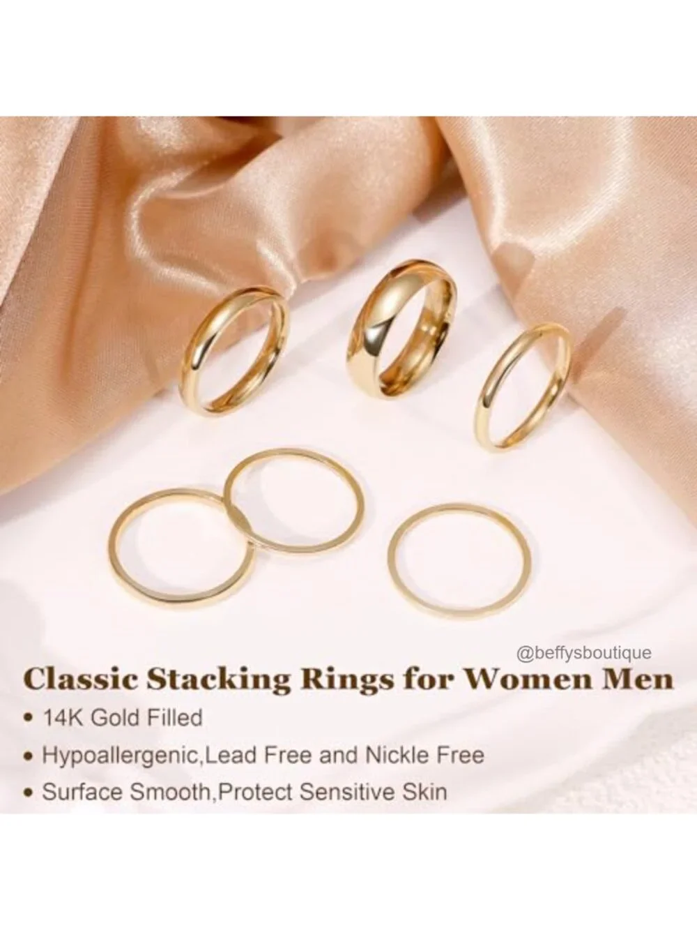 6pcs 14K Gold Filled Stacking Rings Women Stackable Band